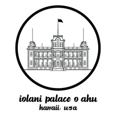 Circle icon line Iolani Palace O ahu. vector illustration