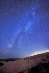 Fototapeta na wymiar Landscape with Milky Way galaxy. Night sky with stars.