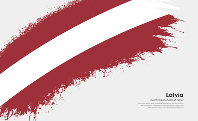 Abstract brush flag of Latvia country with curve style grunge brush painted flag on white background