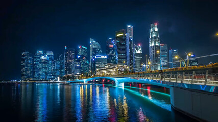 Fototapeta na wymiar beautiful night city, downtown singapore