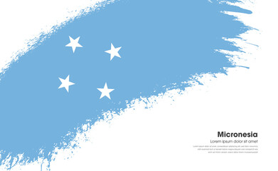 Abstract brush flag of Micronesia country with curve style grunge brush painted flag on white background