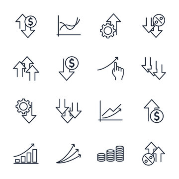 set of Increase and Decrease elements symbol template for graphic and web design collection logo vector illustration
