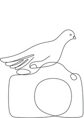 Continuous one line drawing. Couple of birds. Dove or pigeon hand drawn minimalism, romantic theme design.
