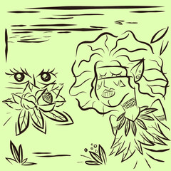 Fototapeta premium caipora e lenda do guaraná folclore brasileiro cordel xilogravura