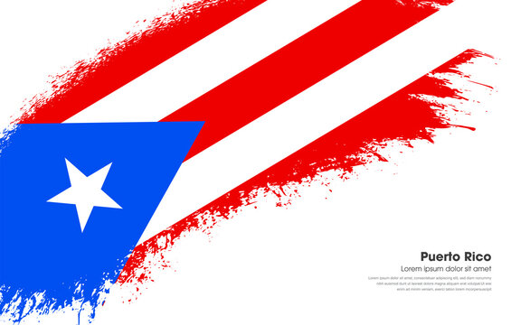 Abstract brush flag of Puerto Rico country with curve style grunge brush painted flag on white background
