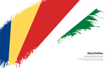 Naklejka premium Abstract brush flag of Seychelles country with curve style grunge brush painted flag on white background