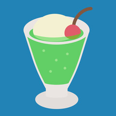 シンプルでかわいいメロンソーダのイラスト