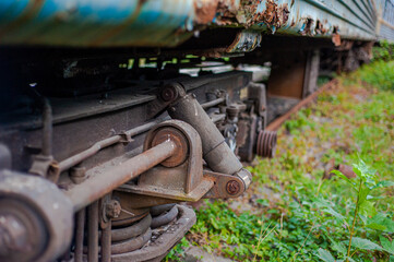Old and rusty train at the train station detail texture