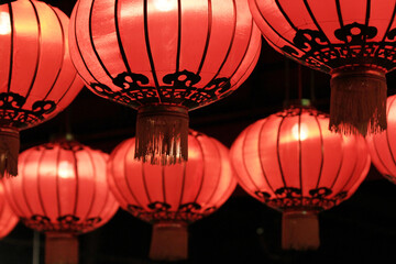 traditional red lantern in during a Chinese new year