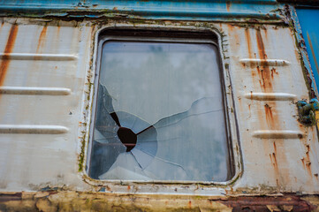 Old and rusty train at the train station detail texture