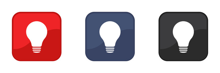 Lamp icons set. Idea lamp icon collection. Press the button. Web design. Vector illustration.