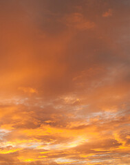 Naklejka na ściany i meble The morning sky was warm, with beautiful orange clouds.