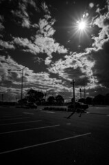 Black and white parking lot