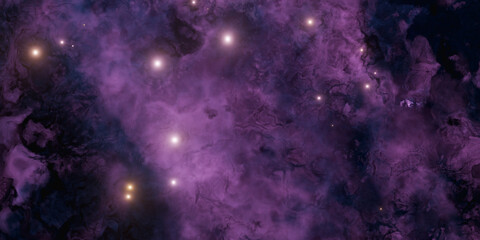 purple and dark nebula with bright stars