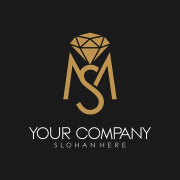 SM or MS letters diamond logo design vector 
