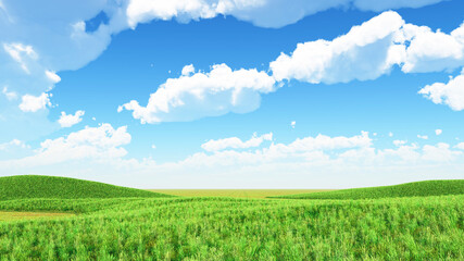 3D landscape background with grassy hills