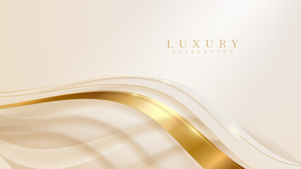 Golden curve line luxury background, Modern cover design. invitation card template concept. Vector illustration.