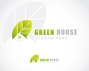 green house logo creative nature leave design concept illustration vector