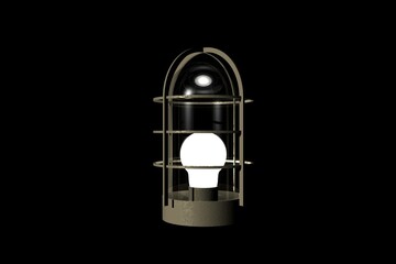 street lamp with bars 3d rendering black background