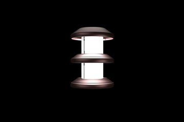 street lamp with lampshade 3d rendering black background