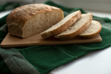 sliced bread on a wooden board