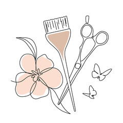 Woman hairdresser line art