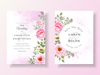 Romantic wedding invitation cards floral watercolor
