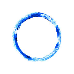 Pinsel Kreis mit blauer Farbe auf weißem Hintergrund