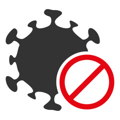 Forbidden virus icon with flat style. Isolated vector forbidden virus icon image on a white background.