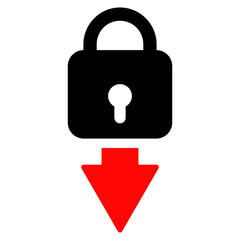 Lock down icon with flat style. Isolated vector lock down icon image on a white background.