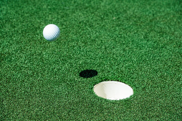 The making of a hole in one.  Abstract golf image.