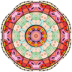 Vector handdrawn illustation of Uranus sign on mandala for decoration.