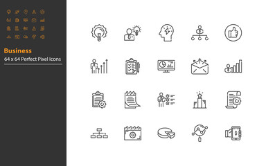 set of business thin line icons, startup, team, organization, management