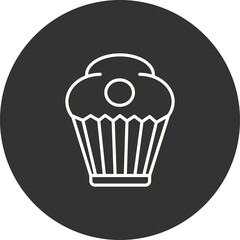 Cupcake Linear Circle Filled Vector Icon Design