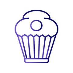 Cupcake Linear Line Gradient Vector Icon Design