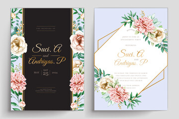 hand drawn watercolor summer floral invitation card set