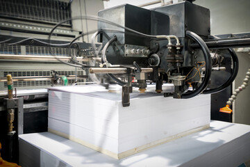 The offset press in the production process in the printing factory
