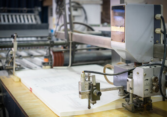 The offset press in the production process in the printing factory