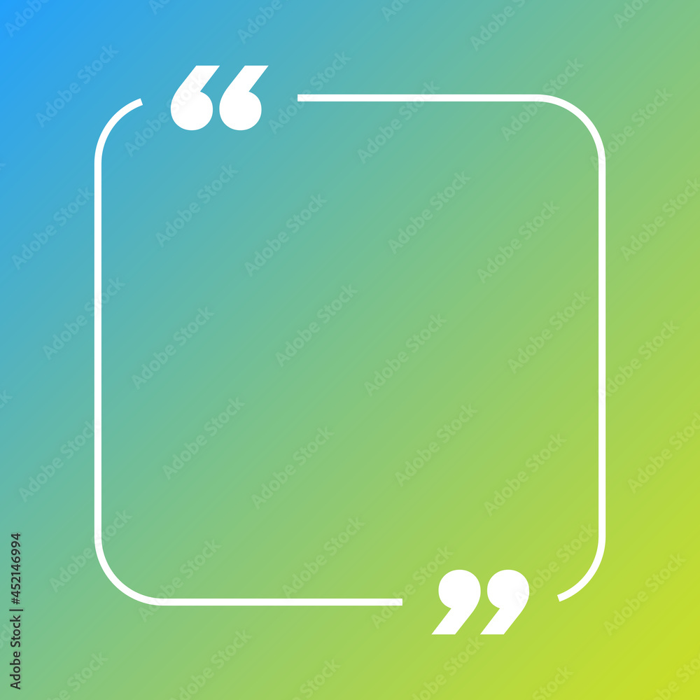 Wall mural quote template vector. quote frame text box with copy space isolated on gradient background. quotati