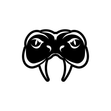 Cobra face icon black illustration. The emblem with king cobra for a sport team. Print design for t-shirt.