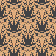Wallpaper in a vintage style pattern. Indian floral element. Graphic ornament for wallpaper, fabric, packaging, wrapping. Chinese blue and black abstract floral ornament.