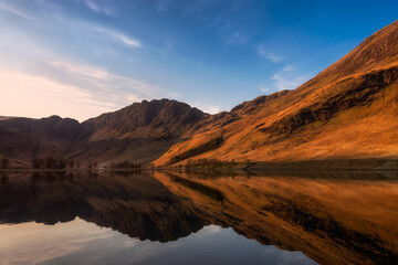 sunrise over the lake and Mountain