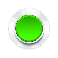 Green round button isolated on a white background