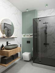 3d rendering of modern bathroom with shower