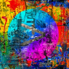Foto op Plexiglas abstract dark background with colorful splashes  © reznik_val