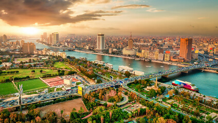 Cairo aerial View and Nile River