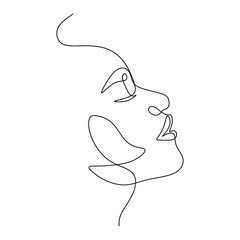 Woman face portrait line art vector. Minimalist female drawing