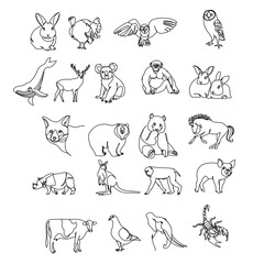 Set of animals line art