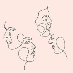 Couple line art. Man and woman one line drawing vector. Abstract minimal elegant logo