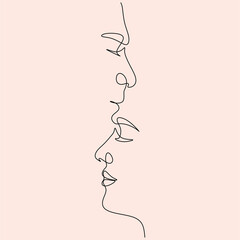 Couple line art. Man and woman one line drawing vector. Abstract minimal elegant logo
